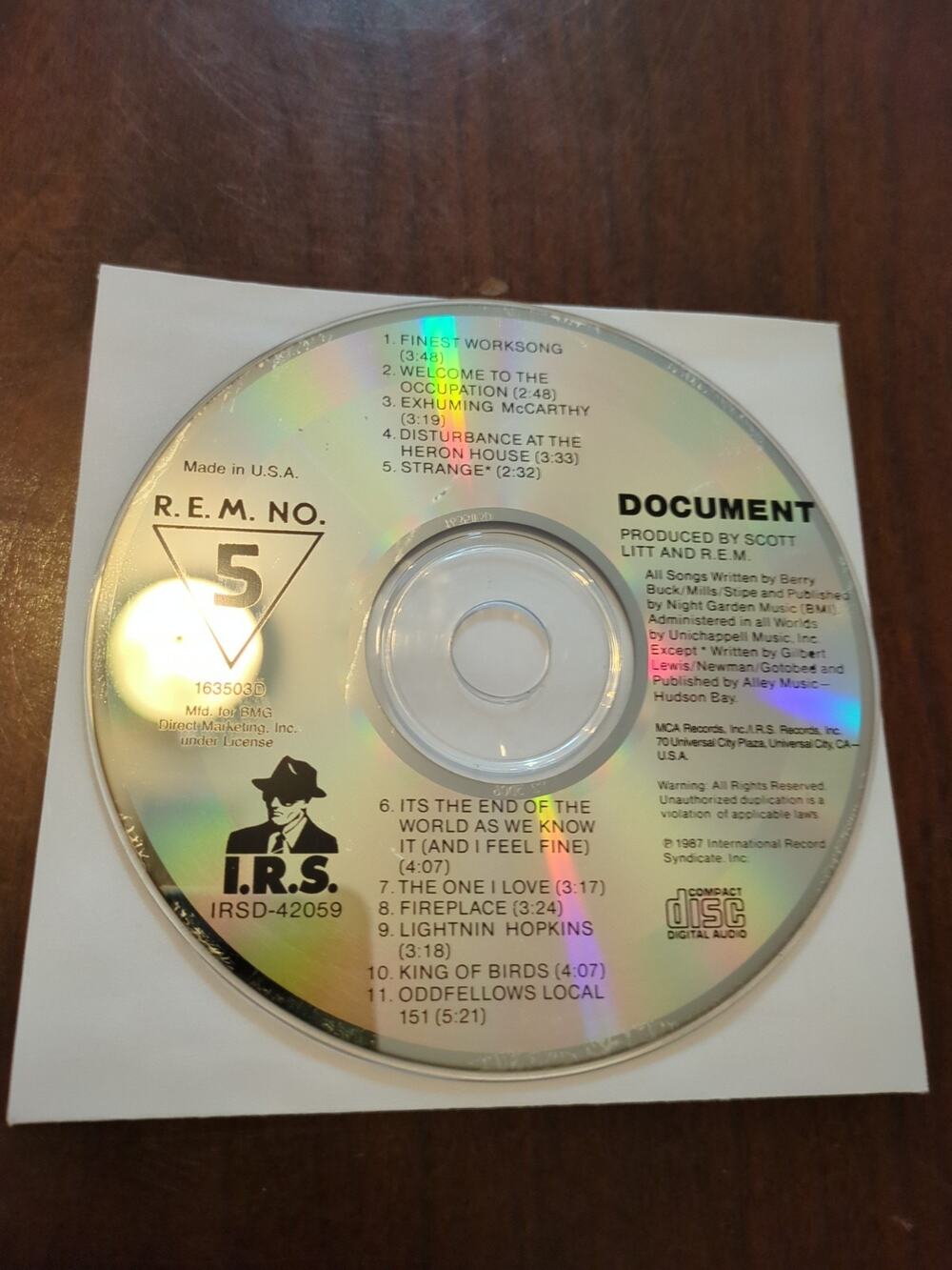 R.E.M. Document CD IRS IRSD-42059 The One I Love OOP disc only